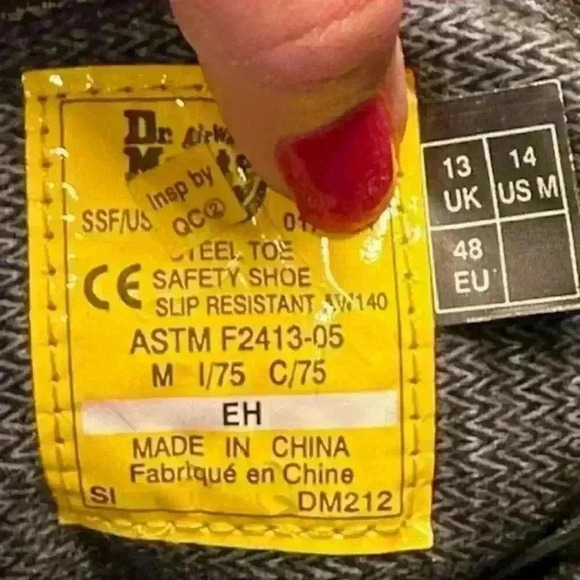 Men's Dr. Marten's Industrial Black Leather Steel Toe Work Boots Size 14 - Picture 8 of 9